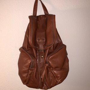 Brown leather backpack